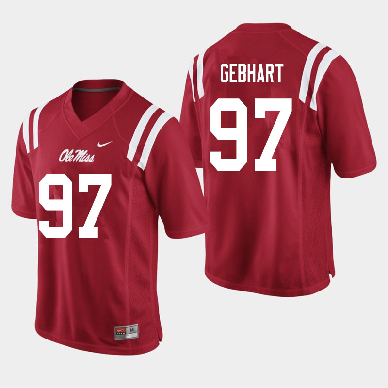 Land Gebhart Ole Miss Rebels NCAA Men's Red #97 Stitched Limited College Football Jersey CSC8158QT